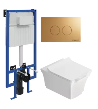 Комплект Унитаз подвесной STWORKI Хадстен SETK3304-0616-001-1-6000 + Инсталляция 510162 + Кнопка Хельсинки 500474 золотая матовая