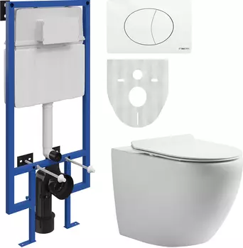 Комплект Унитаз подвесной STWORKI Кронборг KR-01up безободковый + Система инсталляции для унитазов STWORKI 510163 + кнопка смыва