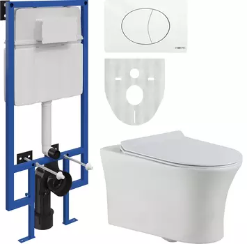 Комплект Унитаз подвесной STWORKI Ноттвиль NO-01up безободковый + Система инсталляции для унитазов STWORKI 510163 + кнопка смыва