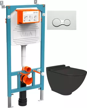 Комплект Унитаз подвесной STWORKI Rotenburg SWH52 безободковый +Инсталляция VitrA 800-2009 с белой кнопкой смыва