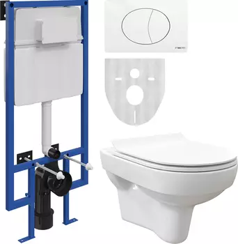 Комплект Унитаз подвесной STWORKI Стокгольм Clean On DPL EO slim 63429 безободковый + Система инсталляции для унитазов STWORKI 510163 + кнопка смыва
