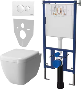 Комплект Унитаз подвесной VitrA Shift 7742B003-0075 крышка NKP Dolce 0406, безободковый, с микролифтом + Система инсталляции для унитазов DIWO 4501 + Кнопка смыва DIWO 7310 белая