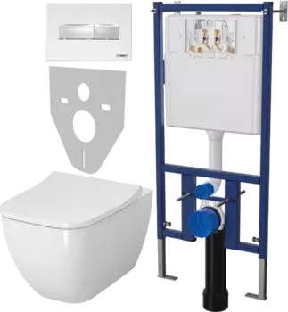 Комплект Унитаз подвесной VitrA Shift 7742B003-0075 крышка NKP Lento 0405, безободковый, с микролифтом + Система инсталляции для унитазов DIWO 4501 + Кнопка смыва DIWO 7320 белая