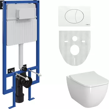 Комплект Унитаз подвесной VitrA Shift 7742B003-0075 тонкая крышка с микролифтом + Система инсталляции для унитазов STWORKI 510162 + кнопка смыва