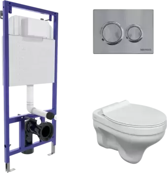 Комплект унитаза Berges Albit S с инсталляцией Novum белый, с сиденьем микролифт и клавишей смыва O3 хром глянец