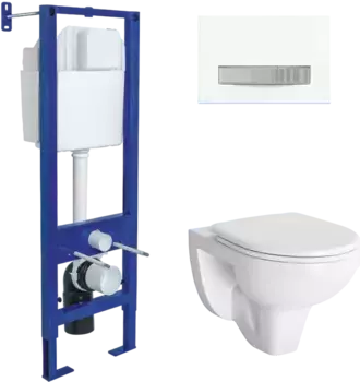 Комплект унитаза Gamma с инсталляцией Atom Line белый с сиденьем микролифт и клавишей смыва белый, хром