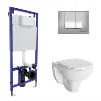 Комплект унитаза с инсталляцией Berges Gamma с сиденьем микролифт и кнопкой смыва хром