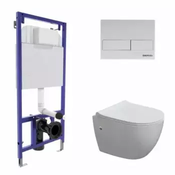 Комплект унитаза с инсталляцией Berges Okus с сиденьем микролифт и белой матовой кнопкой смыва