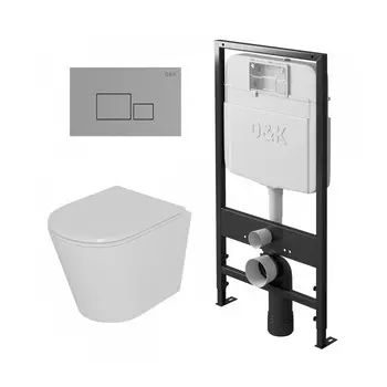 Комплект унитаза с инсталляцией D&K Venice с сиденьем микролифт и клавишей смыва хром