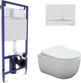 Комплект унитаза Ventas с инсталляцией Novum белый, с сиденьем микролифт и клавишей смыва F1 белый
