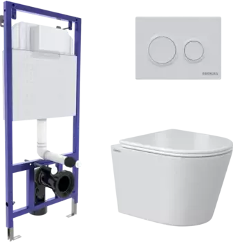 Комплект унитаза Vita Rimless с инсталляцией Novum белый, с сиденьем микролифт и клавишей смыва O1 белый