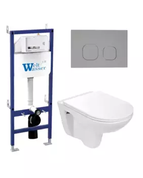 Комплект унитаза WeltWasser Baarbach 004 с инсталляцией BAMBERG 460 белый, с сиденьем микролифт и клавишей смыва BAMBERG CR хром