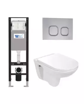 Комплект унитаза WeltWasser Baarbach 004 с инсталляцией AMBERG 350 белый, с сиденьем микролифт и клавишей смыва AMBERG RD-CR хром