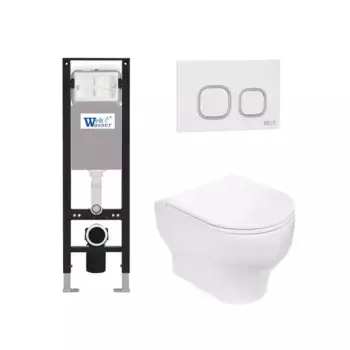 Комплект унитаза WeltWasser Erlenbach 004 с инсталляцией AMBERG 350 белый, с сиденьем микролифт и клавишей смыва AMBERG RD-WT белый