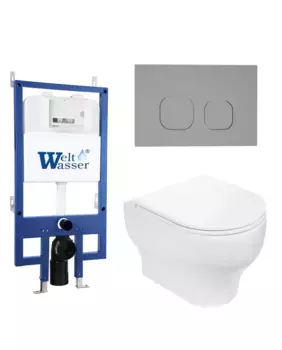 Комплект унитаза WeltWasser Erlenbach 004 с инсталляцией BAMBERG 545 белый, с сиденьем микролифт и клавишей смыва BAMBERG CR хром