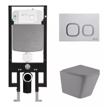 Комплект унитаза WeltWasser Gelbach 041 с инсталляцией AMBERG 497 серый матовый, с сиденьем микролифт и клавишей смыва AMBERG RD-MT CR хром матовый