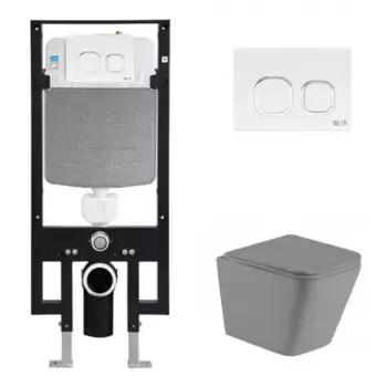 Комплект унитаза WeltWasser Gelbach 041 с инсталляцией AMBERG 497 серый матовый, с сиденьем микролифт и клавишей смыва AMBERG RD-WT белый