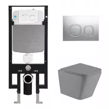 Комплект унитаза WeltWasser Gelbach 041 с инсталляцией AMBERG 497 серый матовый, с сиденьем микролифт и клавишей смыва AMBERG RD-CR хром
