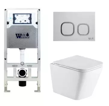 Комплект унитаза WeltWasser Gelbach с инсталляцией AMBERG 506 ST белый, с сиденьем микролифт и клавишей смыва AMBERG RD-WT белый