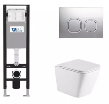 Комплект унитаза WeltWasser Gelbach с инсталляцией AMBERG 350 белый матовый, с сиденьем микролифт и клавишей смыва AMBERG RD-CR хром