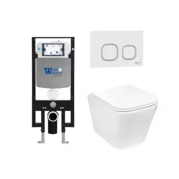 Комплект унитаза WeltWasser Gelbach с инсталляцией AMBERG 497 белый, с сиденьем микролифт и клавишей смыва AMBERG RD-WT белый