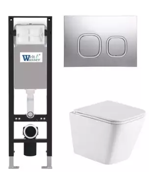 Комплект унитаза WeltWasser Gelbach с инсталляцией AMBERG 350 белый, с сиденьем микролифт и клавишей смыва AMBERG RD-CR хром