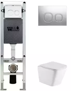 Комплект унитаза WeltWasser Gelbach с инсталляцией AMBERG 350 ST белый матовый, с сиденьем микролифт и клавишей смыва AMBERG RD-CR хром