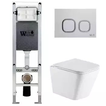Комплект унитаза WeltWasser Gelbach с инсталляцией AMBERG 350 ST белый, с сиденьем микролифт и клавишей смыва AMBERG RD-WT белый