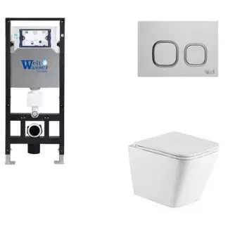 Комплект унитаза WeltWasser Gelbach с инсталляцией AMBERG 506 белый матовый, с сиденьем микролифт и клавишей смыва AMBERG RD-WT белый