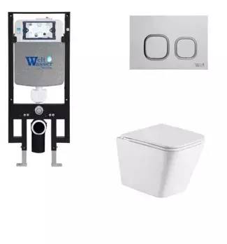 Комплект унитаза WeltWasser Gelbach с инсталляцией AMBERG 497 белый матовый, с сиденьем микролифт и клавишей смыва AMBERG RD-MT CR хром матовый