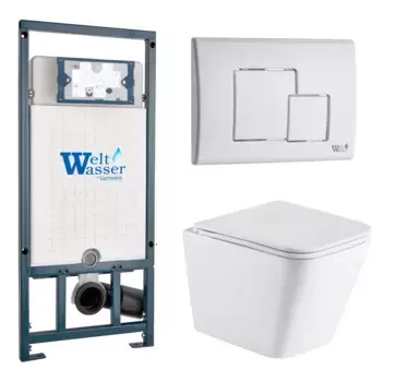 Комплект унитаза WeltWasser Gelbach с инсталляцией MARBERG 507 белый, с сиденьем микролифт и клавишей смыва Marberg 507 SE GL-WT белый