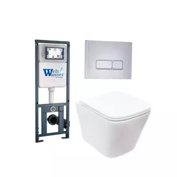 Комплект унитаза WeltWasser Gelbach с инсталляцией MARBERG 410 белый матовый, с сиденьем микролифт и клавишей смыва Marberg 410 SE CR хром