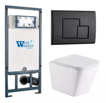 Комплект унитаза WeltWasser Gelbach с инсталляцией MARBERG 507 белый, с сиденьем микролифт и клавишей смыва Marberg 507 SE MT-BL черный матовый