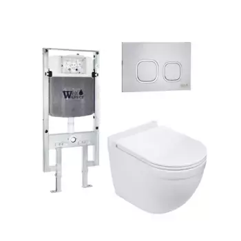 Комплект унитаза WeltWasser Heimbach 043 с инсталляцией AMBERG 497 ST белый, с сиденьем микролифт и клавишей смыва AMBERG RD-MT CR хром матовый