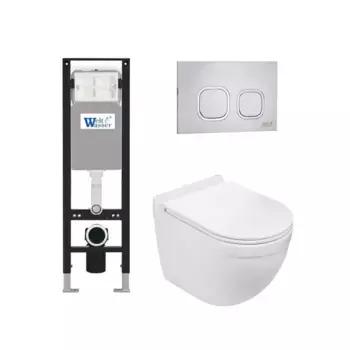 Комплект унитаза WeltWasser Heimbach 043 с инсталляцией AMBERG 350 белый, с сиденьем микролифт и клавишей смыва AMBERG RD-MT CR хром матовый