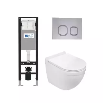 Комплект унитаза WeltWasser Heimbach 043 с инсталляцией AMBERG 350 белый, с сиденьем микролифт и клавишей смыва AMBERG RD-CR хром