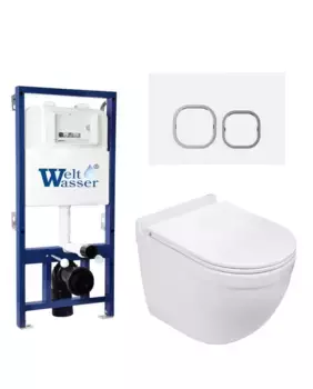Комплект унитаза WeltWasser Heimbach 043 с инсталляцией BAMBERG 525 белый, с сиденьем микролифт и клавишей смыва BAMBERG WT белый