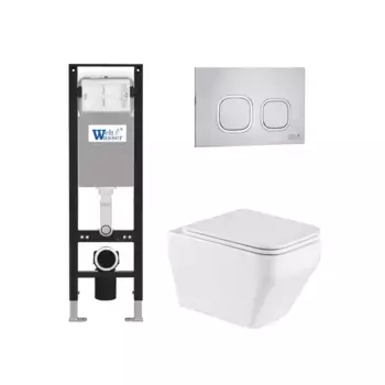 Комплект унитаза WeltWasser Hofbach с инсталляцией AMBERG 350 белый, с сиденьем микролифт и клавишей смыва AMBERG RD-MT CR хром матовый