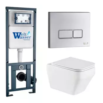 Комплект унитаза WeltWasser Hofbach с инсталляцией MARBERG 410 белый, с сиденьем микролифт и клавишей смыва MAR 410 SE-CR хром
