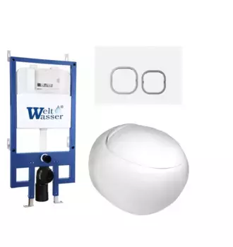 Комплект унитаза WeltWasser Jeckenbach 004 с инсталляцией BAMBERG 545 белый, с сиденьем микролифт и клавишей смыва BAMBERG WT