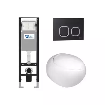 Комплект унитаза WeltWasser Jeckenbach 004 с инсталляцией AMBERG 350 белый, с сиденьем микролифт и клавишей смыва AMBERG RD-BL черный матовый