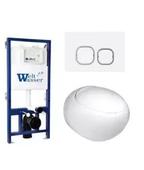 Комплект унитаза WeltWasser Jeckenbach 004 с инсталляцией BAMBERG 525 белый, с сиденьем микролифт и клавишей смыва BAMBERG WT белый