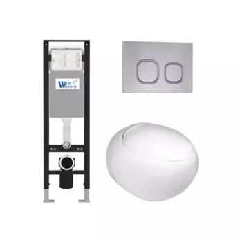 Комплект унитаза WeltWasser Jeckenbach 004 с инсталляцией AMBERG 350 белый, с сиденьем микролифт и клавишей смыва AMBERG RD-MT CR хром матовый
