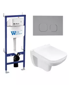 Комплект унитаза WeltWasser Kehlbach 004 с инсталляцией BAMBERG 460 белый, с сиденьем микролифт и клавишей смыва BAMBERG CR хром