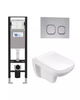Комплект унитаза WeltWasser Kehlbach 004 с инсталляцией AMBERG 350 белый, с сиденьем микролифт и клавишей смыва AMBERG RD-MT CR хром матовый