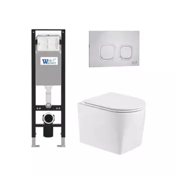 Комплект унитаза WeltWasser Nesenbach с инсталляцией AMBERG 350 белый, с сиденьем микролифт и клавишей смыва AMBERG RD-MT CR хром матовый