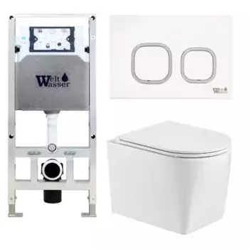 Комплект унитаза WeltWasser Nesenbach с инсталляцией AMBERG 506 ST белый, с сиденьем микролифт и клавишей смыва AMBERG RD-WT белый