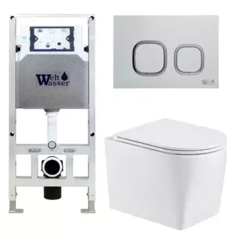 Комплект унитаза WeltWasser Nesenbach с инсталляцией AMBERG 506 ST белый, с сиденьем микролифт и клавишей смыва AMBERG RD-MT CR хром матовый