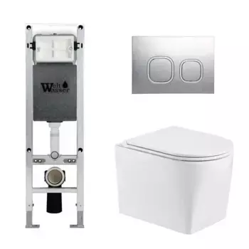 Комплект унитаза WeltWasser Nesenbach с инсталляцией AMBERG 350 ST белый, с сиденьем микролифт и клавишей смыва AMBERG RD-CR хром