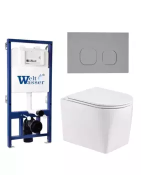 Комплект унитаза WeltWasser Nesenbach с инсталляцией BAMBERG 525 белый, с сиденьем микролифт и клавишей смыва BAMBERG CR хром